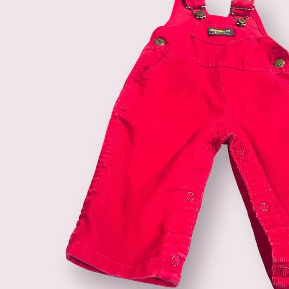 Vintage Baby OshKosh B'gosh Red Corduroy Overalls W/Christmas Socks NWT